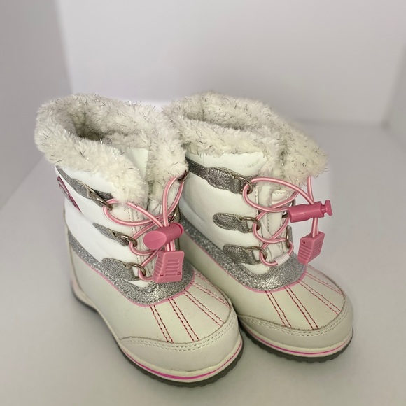 Toddler White & Pink Snow boots - Picture 6 of 8